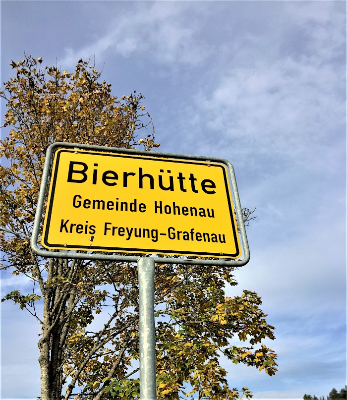 Ortsschild Bierhütte, Hohenau, Freyung-Grafenau