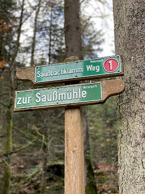 Saussbachklamm Wegweiser