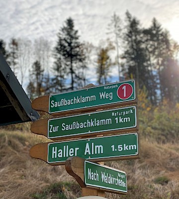 Start Wegweiser Saussbachklamm Saussmuehle