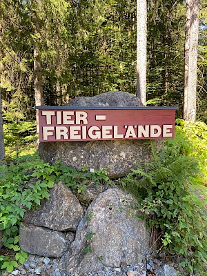 Tierfreigelände Schild